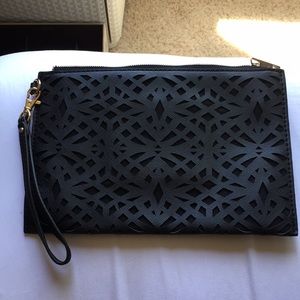 Aldo large black clutch with cut outs